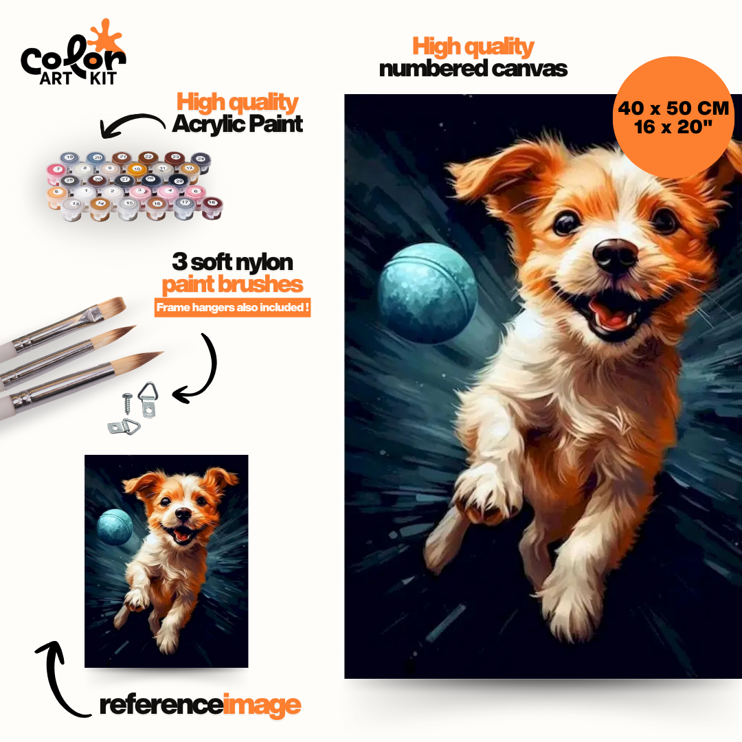 Chiot heureux chassant la balle