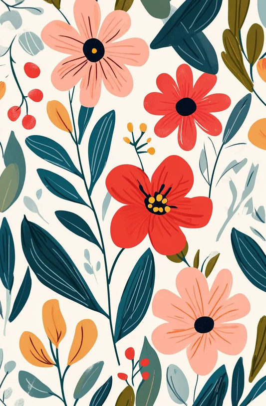 Motifs Floraux Rouge et Roses