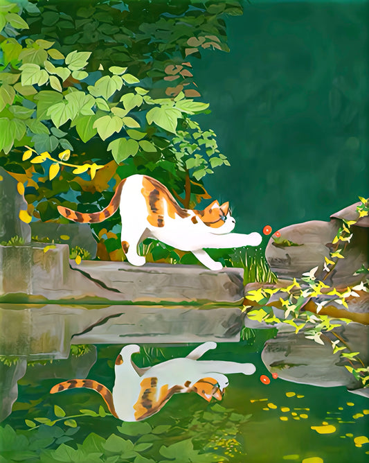 Chat au Bord de l'Étang