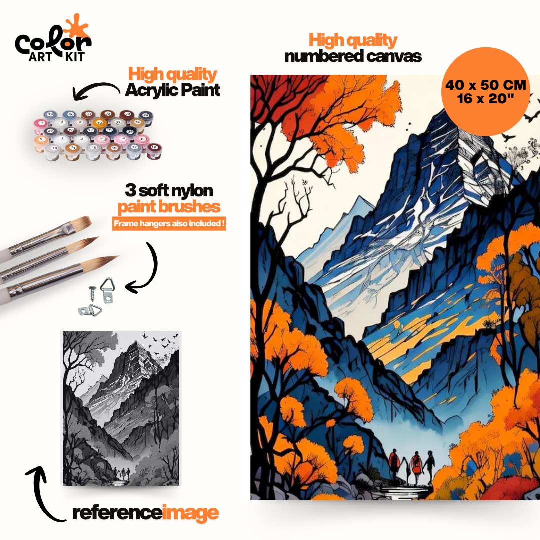 Paysage de montagne style bande dessinée