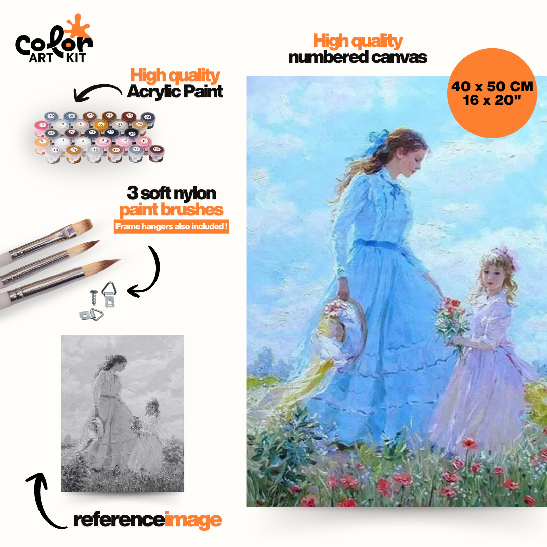 Dames dans le champ de fleurs