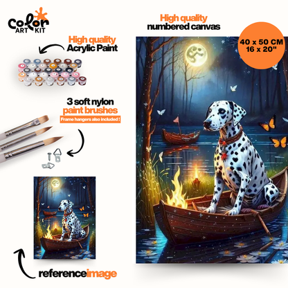 Dalmatian In Boat Moonlight