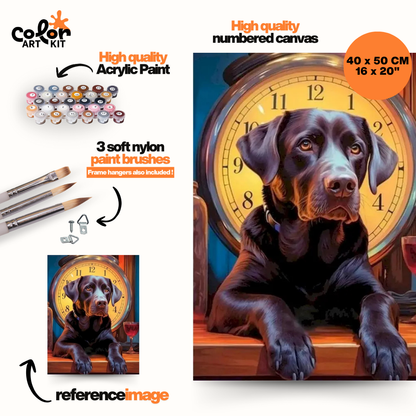 Labrador et L'horloge