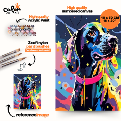 Portrait de Chien Étoilé et Coloré